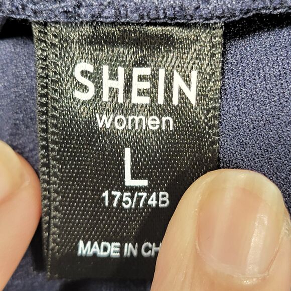 2 Piece Outfit Set Blue Drop Shoulder Open Front Coat & Pants Women's Size L - Picture 5 of 13